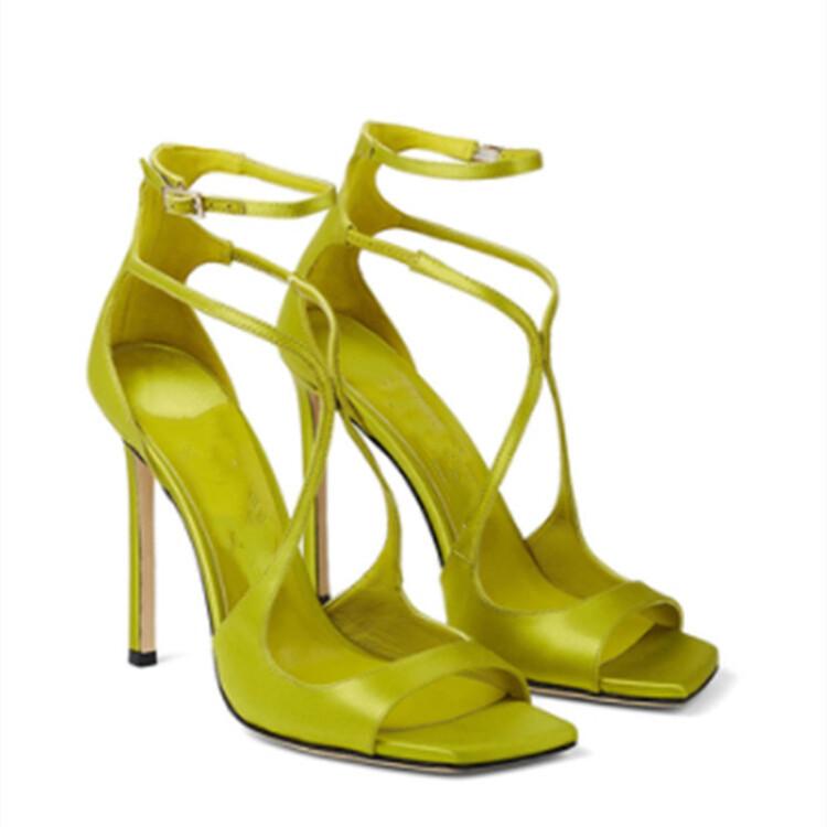 

Модные сандалии для подиума, атласные завязки с квадратной головкой, женская обувь на тонком высоком каблуке 10 см, большие 34–43, качественные сандалии черного, розового и красного цветов 38