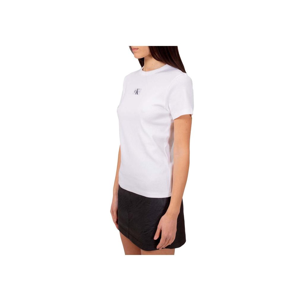 Calvin Klein Fitted Crew Neck Pullover Short Sleeve T-Shirt Women Tops White J20J222687-YAF