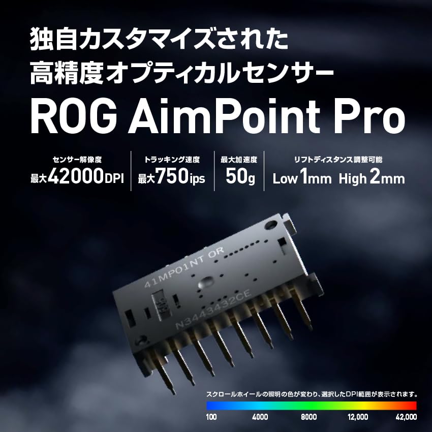 ASUS ROG Keris II Ace Gaming Mouse 54g Lightweight Design Wireless Up To 8000Hz Polling Rate Asymmetrical Ergonomic Design 42K DPI Optical Sensor 107