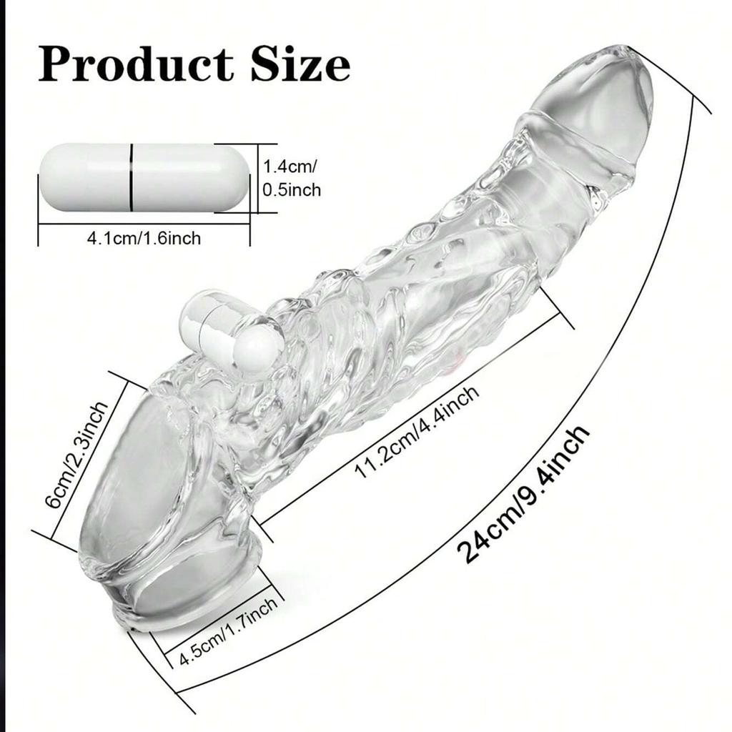 Realistic Penis Sleeve Penis Extender Powerful Vibrating Penis Ring Penis Sleeve Elastic Penis Ring, Enlargement Extension Suitable for Couple Use