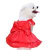 Pet Dog Gown Wedding Dress Solid Color Bow Dress