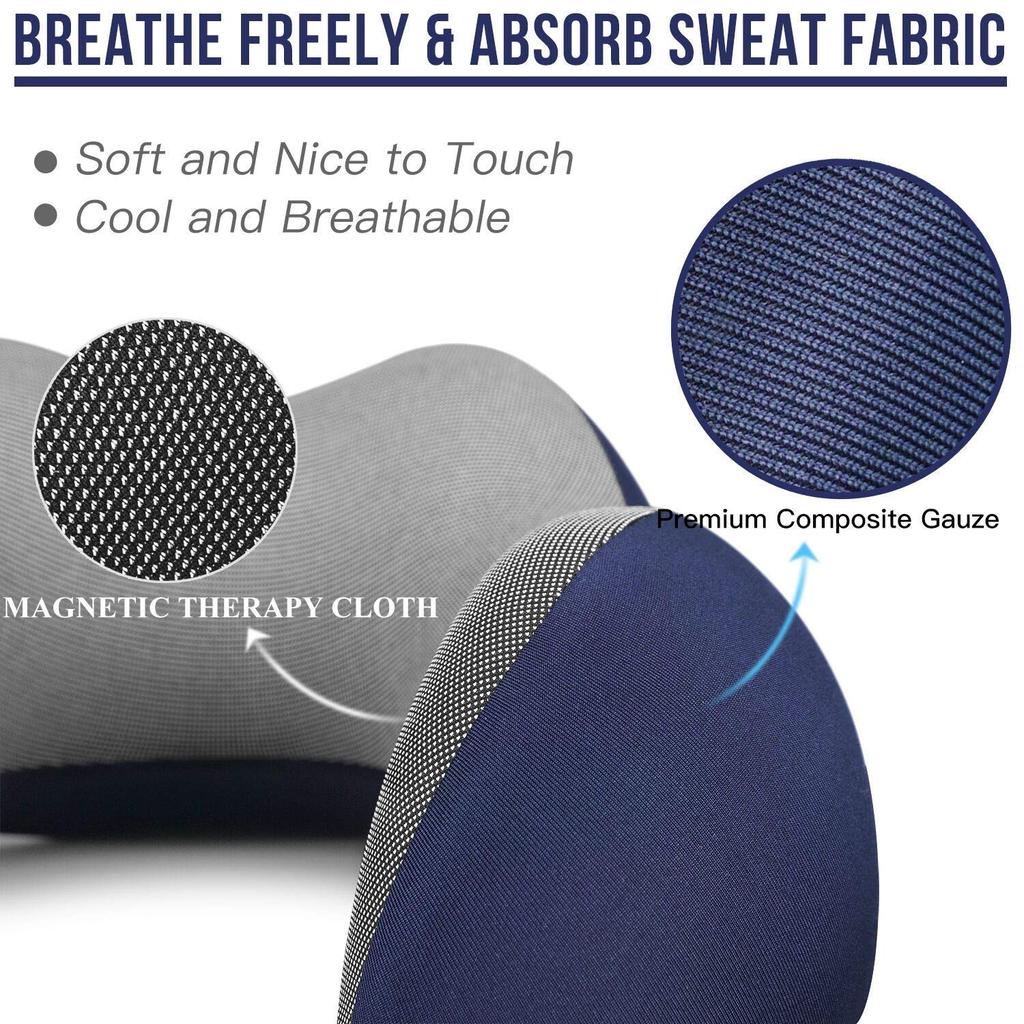 Travel Pillow 100% Pure Memory Foam Neck Pillow Comfortable  Breathable Cover Machine Washable Airplane Travel Kit with 3D Contoured Eye Masks
