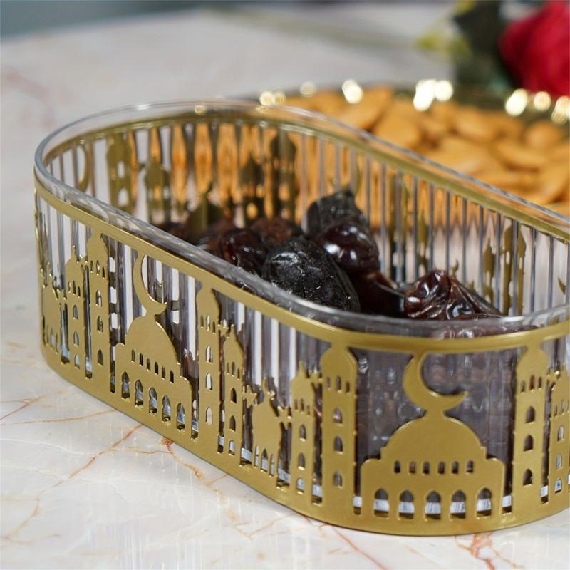 Multifunctioneel IJzeren Snackschaaltje voor Eid Activiteiten Huisdecoratie Broodplateau met Deksel Serveerschaal voor Dagelijks Gebruik