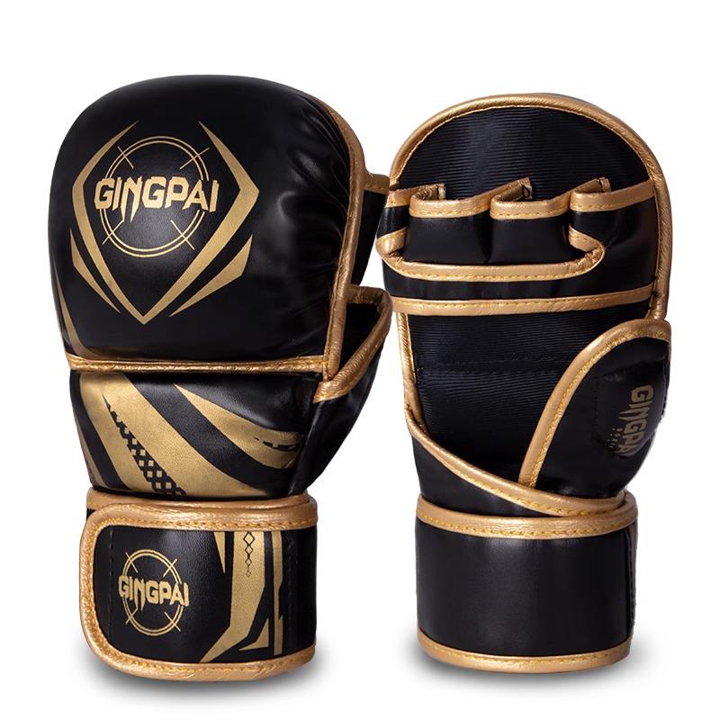 Profesionální MMA a boxerské rukavice s polovičními prsty pro děti a dospělé – Zesílené pro Muay Thai boj, Sanda a trénink na boxovacím pytli pro muže a ženy.
