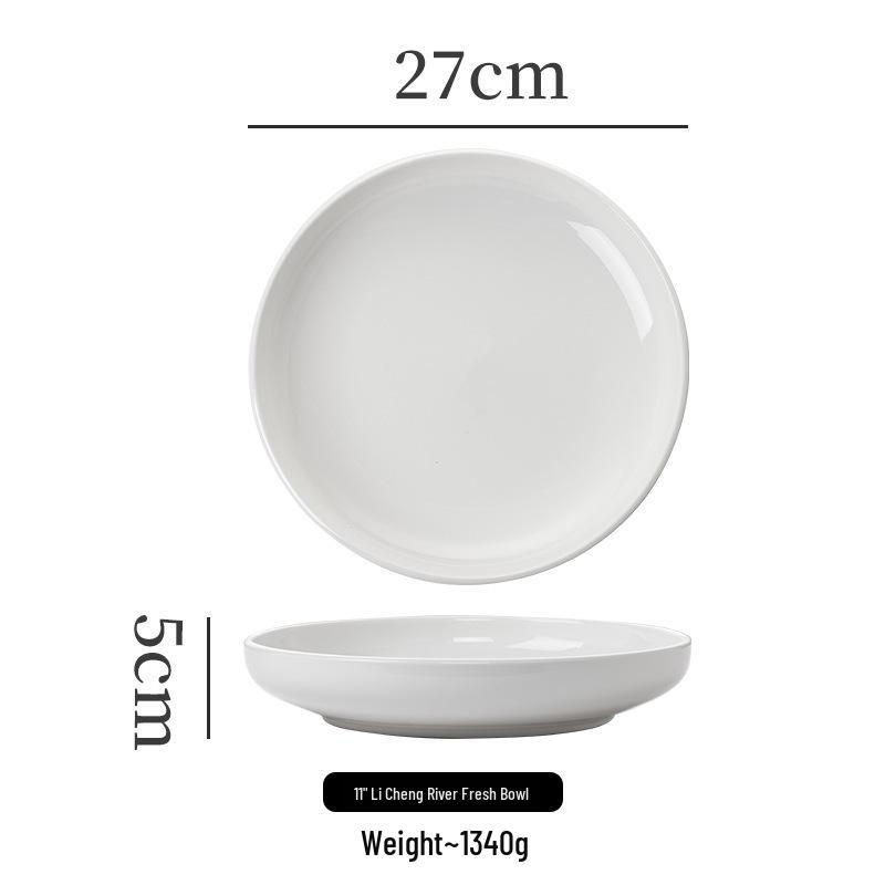 White High-Footed Ceramic Soup Bowl - Deep Plate for Home or Hotel Use