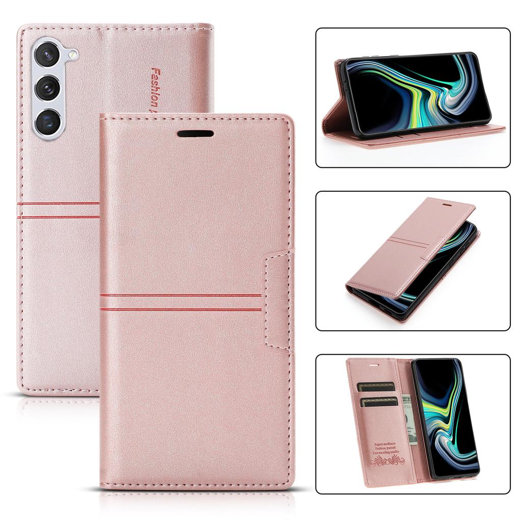 Applicable to Samsung S26 mobile phone leather case A57 skin matte magnetic card wallet protective case A37 solid color bracket
