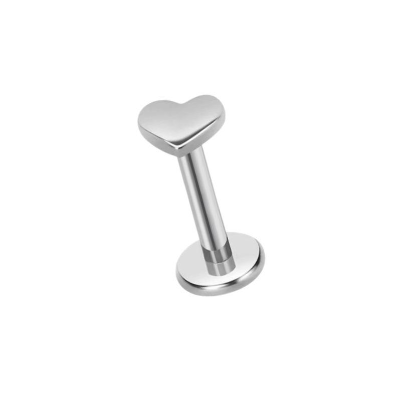 G23 Titanium Threadless Piercing16G/18G/20G  Heart Shape Flower Push Pin Labret Lip Ring Stud Piercing Earring Zircon