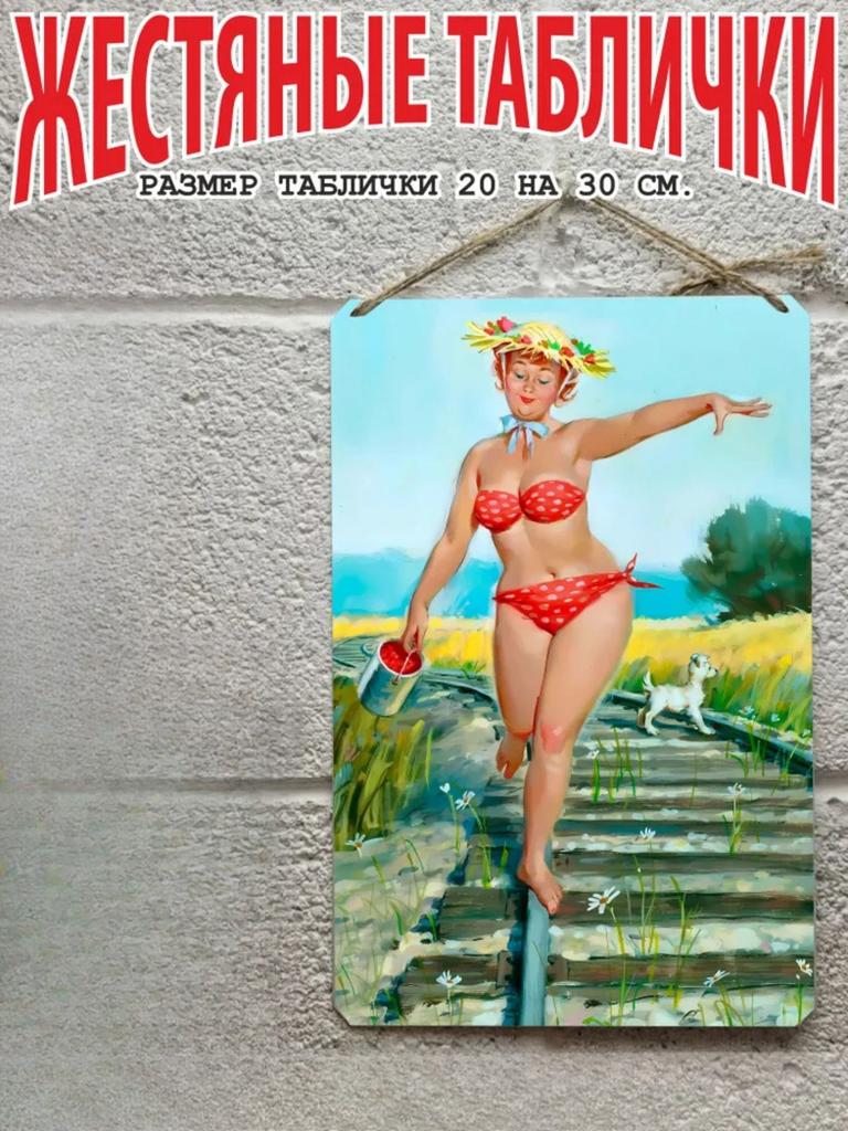 Hilda the Plus Size Pin Up Metal Poster 20x30cm, Vintage Retro Wall Art Decor