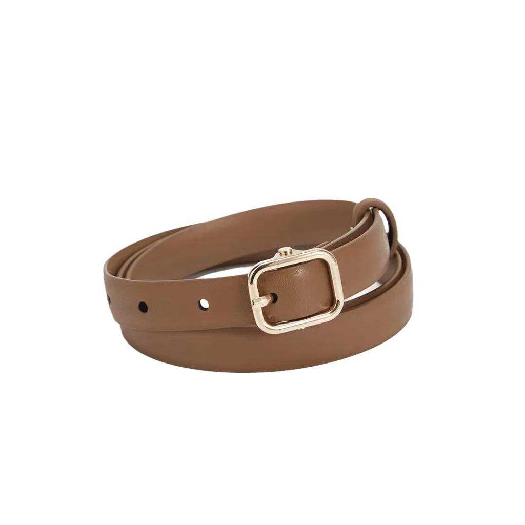 Trendy New Thin Belt for Women Fashionable and Versatile Dress Decorative Trousers Leather Hand Sewing Needle Buckle Belt