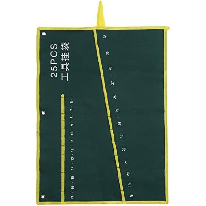 Pockets Spanner for Tool Roll, 1Pc 6/8/10/12/14/25 Pockets Spanner Wrench Tool Roll Up Storage Bag Green(10PCS)