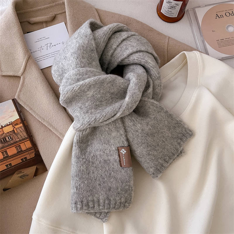 

New solid color scarf women s winter thickened imitation cashmere shawl couple warm scarf versatile 160*20cm