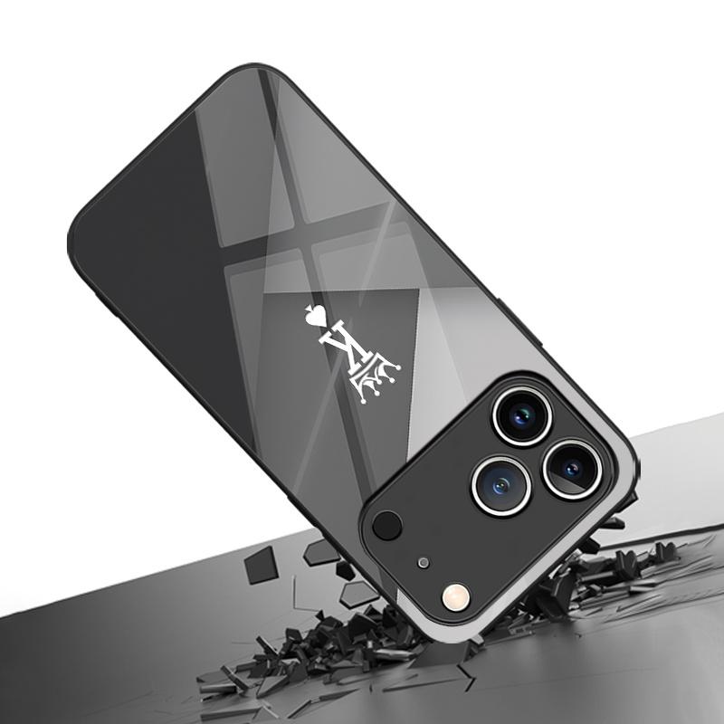 Minimalist Elegant Crown K Pattern HD Glass Phone Case for iPhone 17 17Pro 17ProMax 17Air 16 16Pro 16ProMax 16Plus 16e