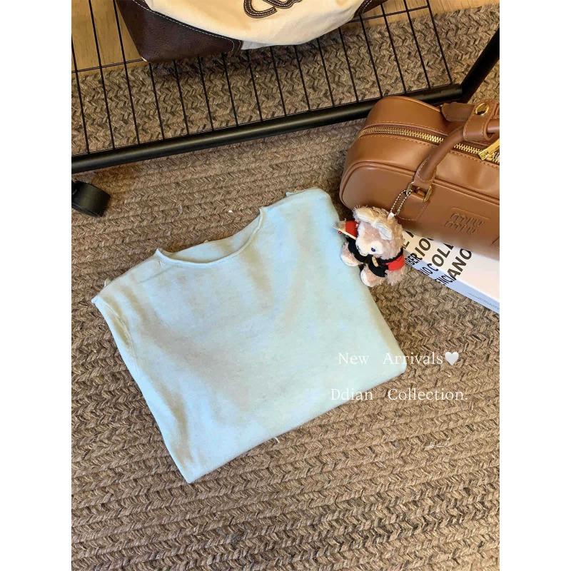 Simple round neck basic knitted bottoming shirt women's autumn and winter casual loose inner top curled sweater