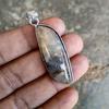 Natural Dendrite Agate Statement Pendant, 925 Sterling Silver Plated Handmade Jewelry
