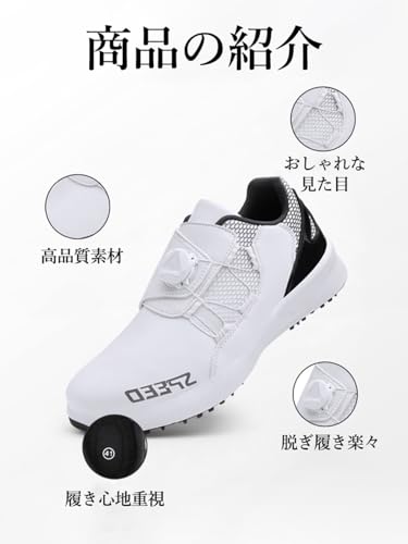 [mxcgzl] Golf Shoes with Spikes, Dial-Style, Thick Sole, Lightweight, Laceless, Comfortable, Soft, Stylish, Non-Slip, Wide Fit, Plus Sizes, Profession