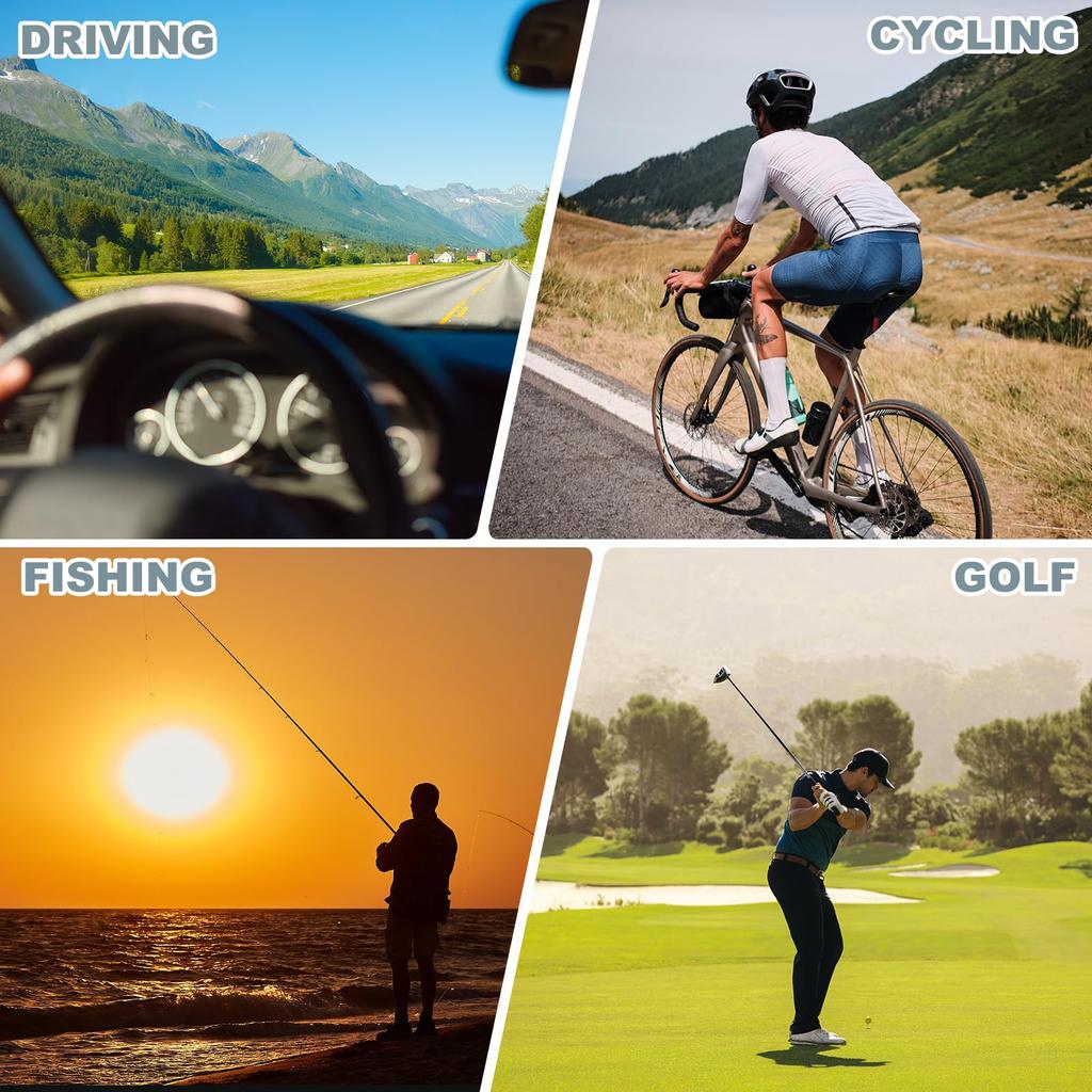 Sports Sunglasses for Polarized for Black Colorful Green [uxcell] Men, Lenses, Cycling, Hiking, Driving, Fishing, Frame,