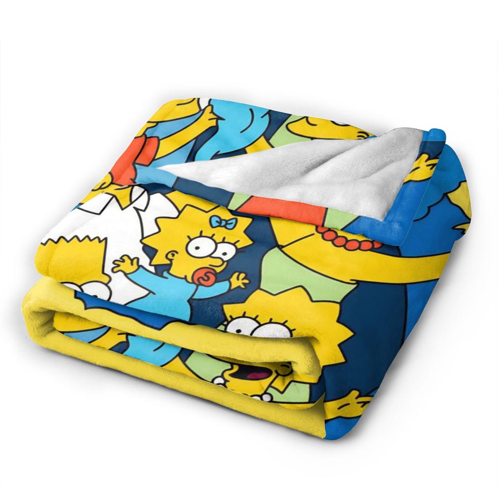 Funny The S-Simpsons Cartoon Blanket Fleece Spring Autumn Portable Lightweight Thin Throw Blanket for Bed Car Quilt