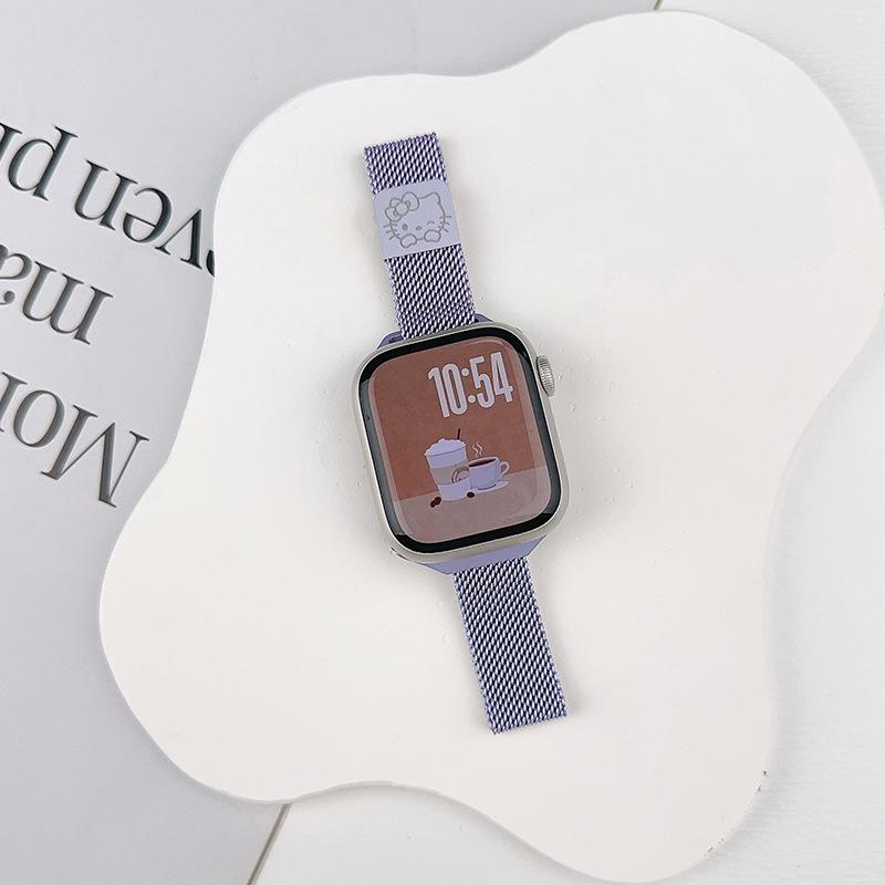 

Apple Watch S10 Milanese Kitty Metal Strap: Slim Magnetic Band for Women 38/40/41/42mm лаванды фиолетового