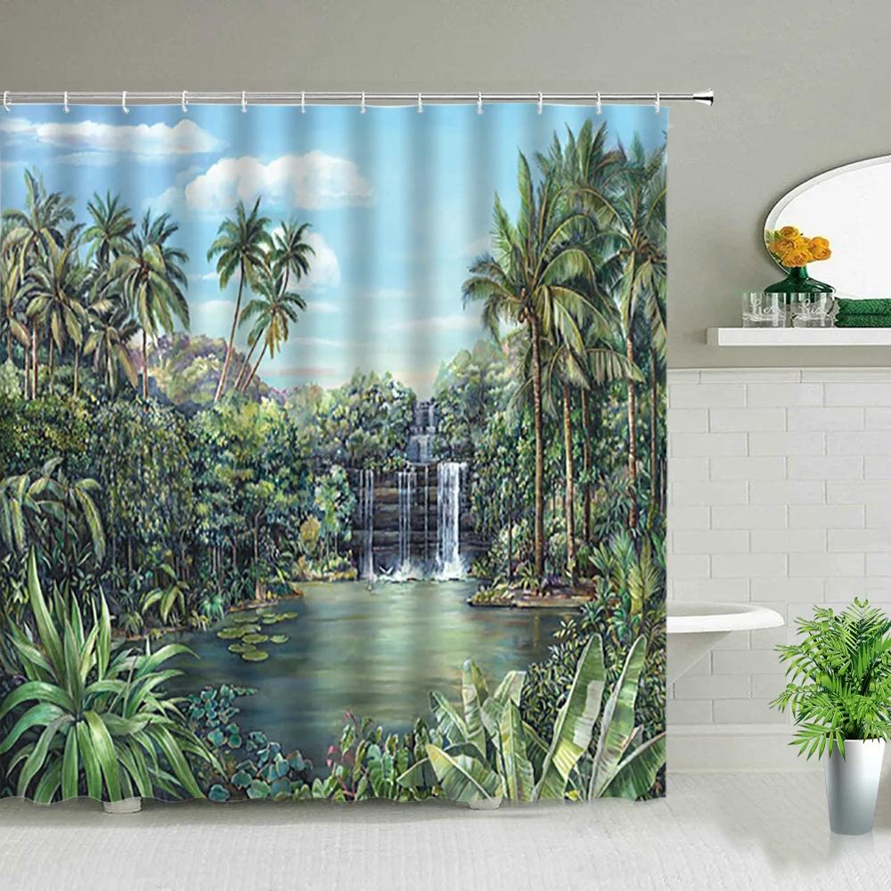 Pink Flower Plant Scenery Shower Curtains Rose Tulip Butterfly Spring Landscape 3d Printing Bathroom Waterproof Bath Curtain Set