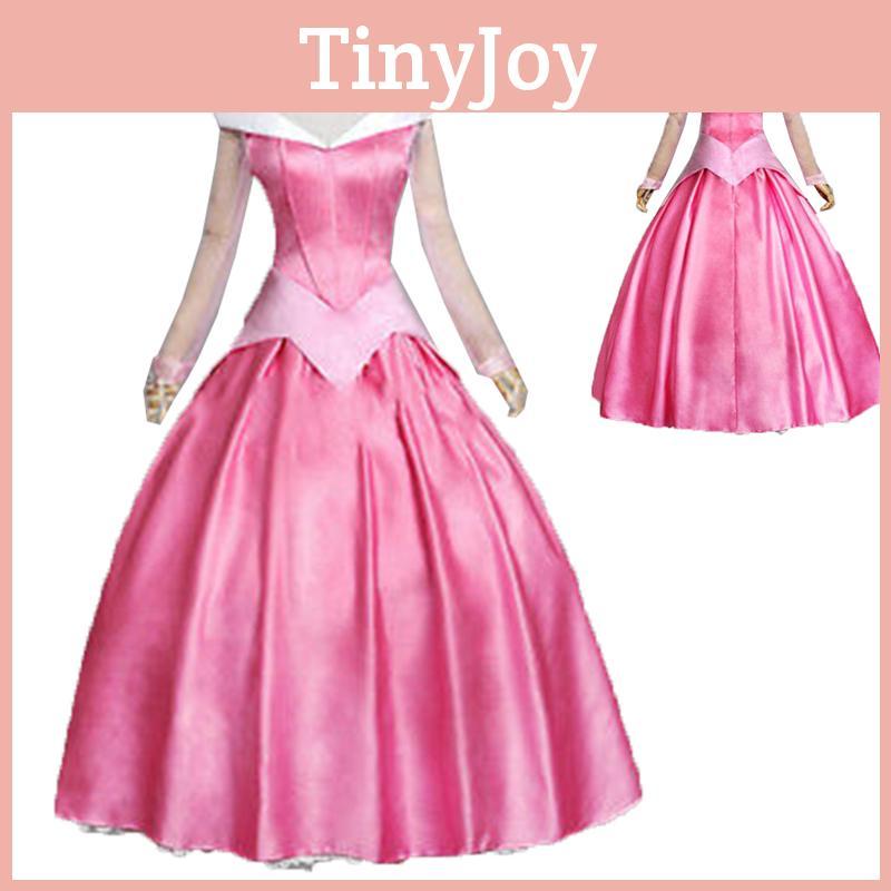 Enchanting Pink Sleeping Beauty Aurora Gown Costume For Women With Puff Sleeves