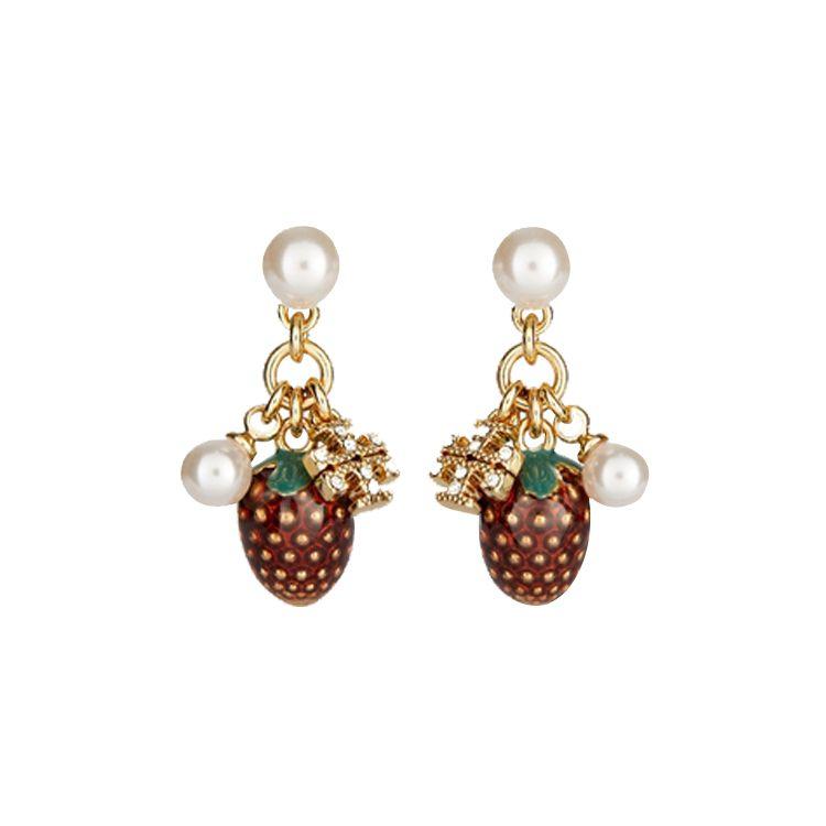 

Tory Burch Kira Raspberry Earrings Women Accessories 88917-100 Gold/Ivory White/Red,F
