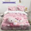 Hello Kitty Pink Pattern Bedding,Quilt Set Quilt Cover Pillowcase Home Birthday Gift(1 * Duvet Cover + 2 * Pillowcase, Without Core)
