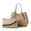 Square Tote with Faux Leather Shoulder Bag