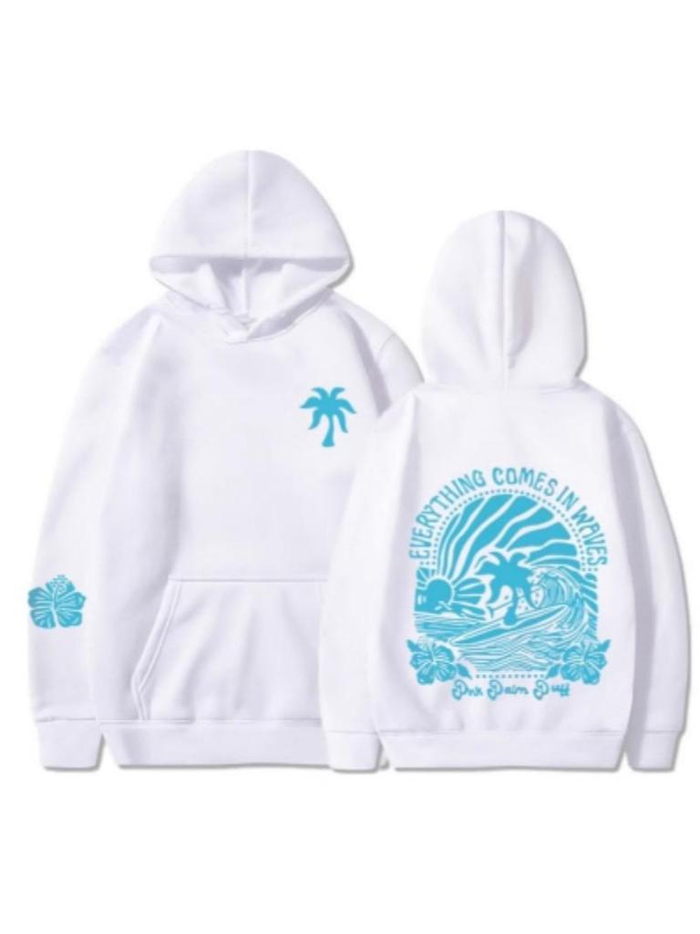 Multicolor Letter Print Casual Hooded Sweatshirt - European & American Style