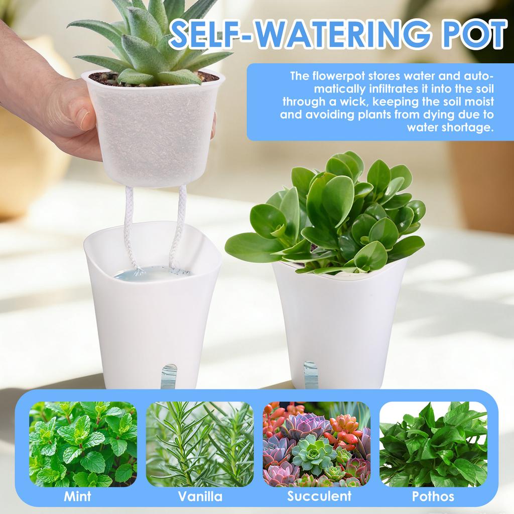 10 Pcs Self Watering Planter Lazy Hydroponic Flower Pot Plastic Translucent Self-absorbent Flower Pot Desktop Decoration