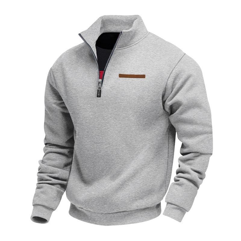 American Style Plus Size Short Sleeve Sweatshirt Fleece Half Zip Loose Stand Collar Solid Casual Pullover