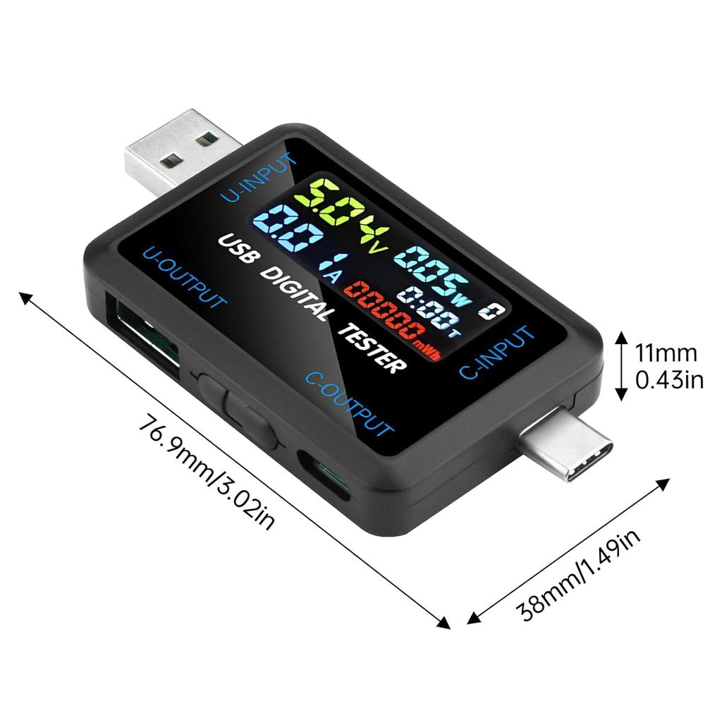 10-in-1 USB-Tester DC Digitales Voltmeter Amperemeter Strom Spannungsmesser Volt Amperemeter Detektor Powerbank Ladeanzeige