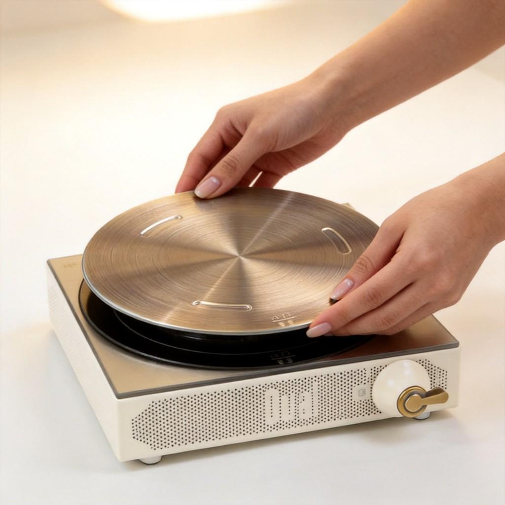 Piastra di Trasferimento Calore per Fornelli Elettrici Pad Magnetico in Rame per Compatibilità Pentole da Cucina