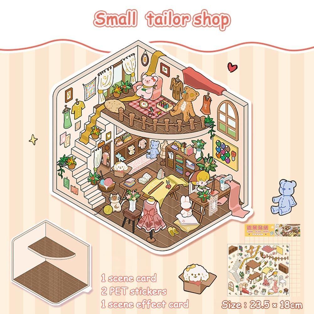 Multi Style Miniature Scene 3D Stickers DIY Visual Stacking Sticker Hand Account Stickers