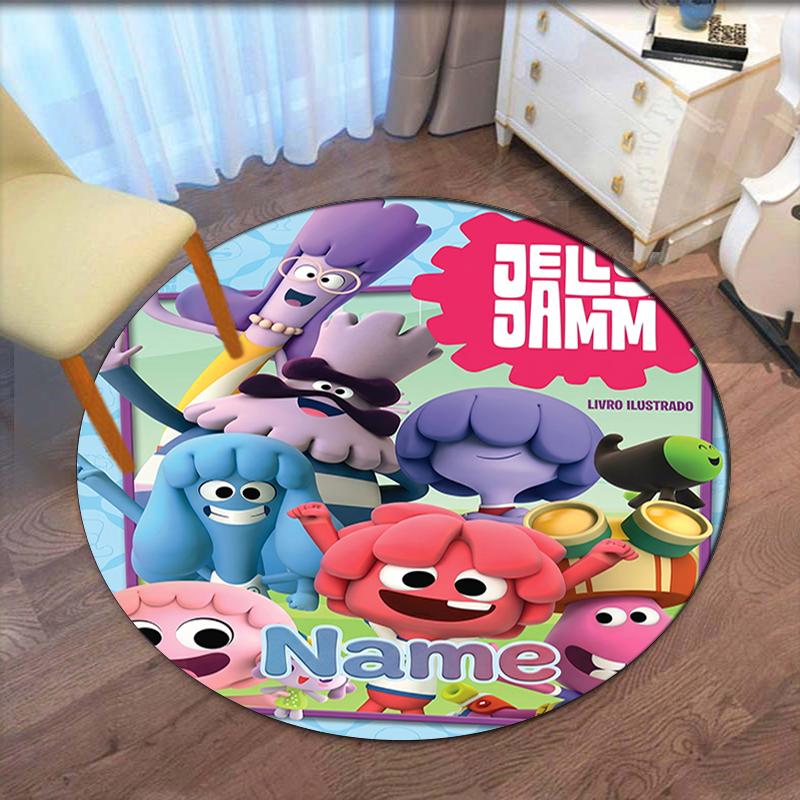 Custom Name Jelly Jamm Printed Round Rug Carpet Chair Rug Area Rug Entryway Doormats,for Office Chair Living Room Bedroom Kitchen Room.