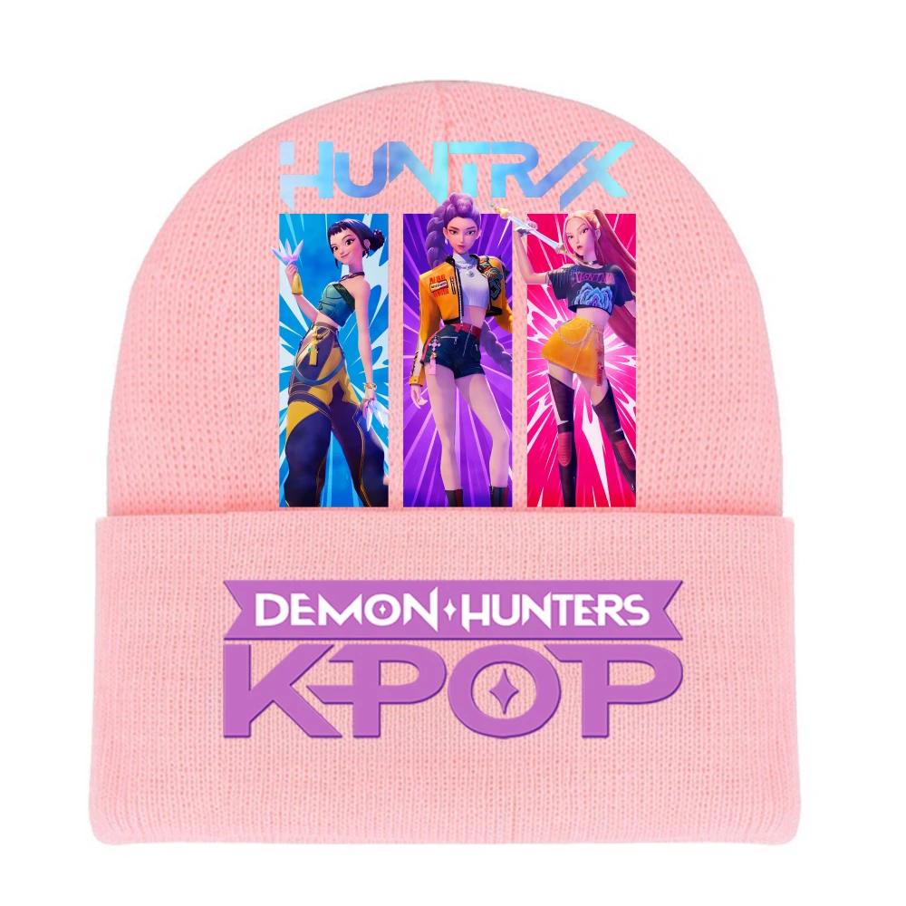Kpop Demon Hunters HUNTRIX SAJABOYS Letter Printed Rolled-edge Woolen Knitted Cap Thickened Cold Season Adult Hat Fans Birth Date Present