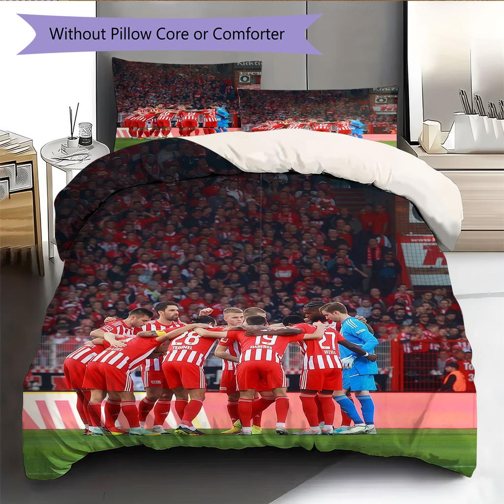 Union Berlin Players Pattern Bedding Home Decoration Birthday Gift ( 1 Duvet Cover + 2 Pillowcase, Without Core),fan Merchandise.