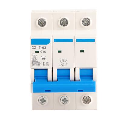 Interruttore automatico in miniatura MCB a 3 poli AC 400V 6101620A Interruttore di sicurezza DZ4763?(10A)