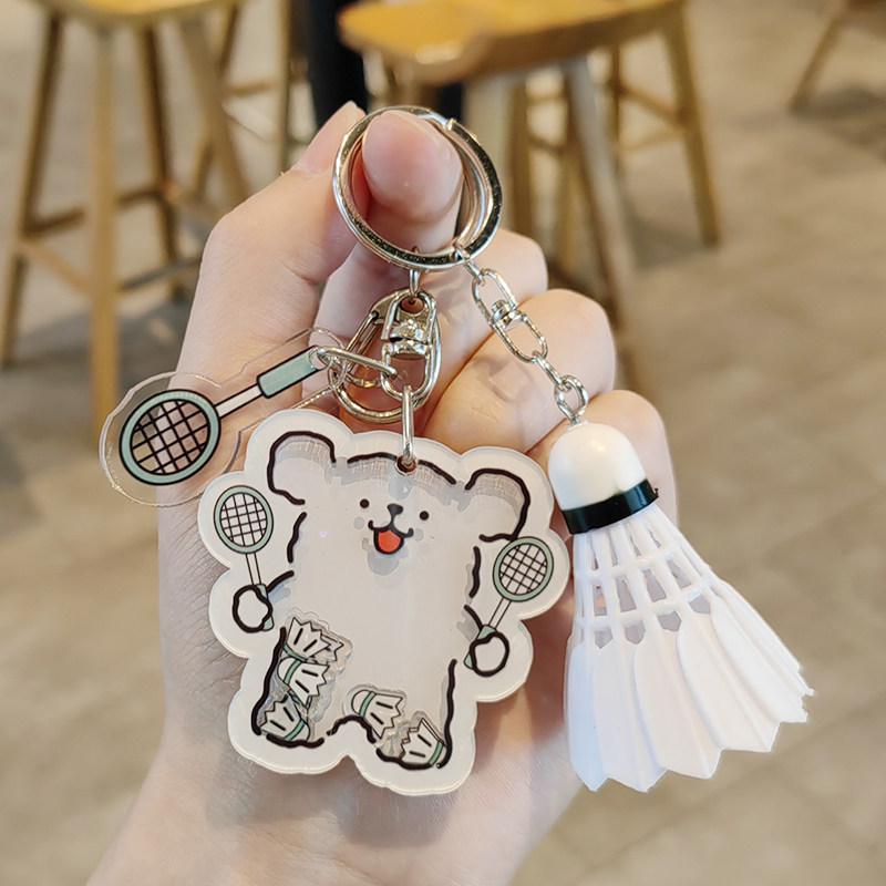 Creative Acrylic Badminton Shuttlecock Charm Keychain – Cute Pendant for Couples, Students, and Backpacks