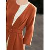 Elegant Color-block Waist-Cinching Commuter Dress