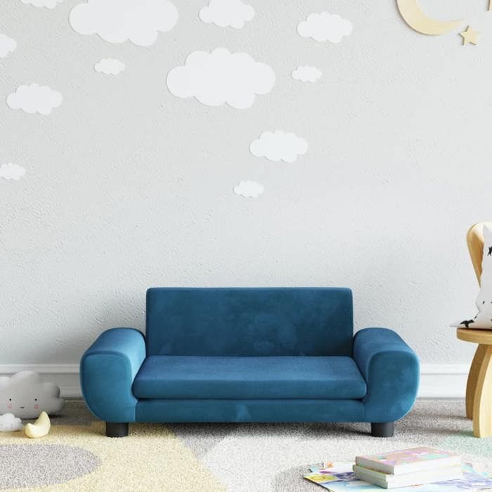 VidaXL Children's Sofa Blue 70x45x33 Cm Velvet, Mini Sofa, Mini Sofa Chair, Mini Sofa for Children, Sofa of 3196386