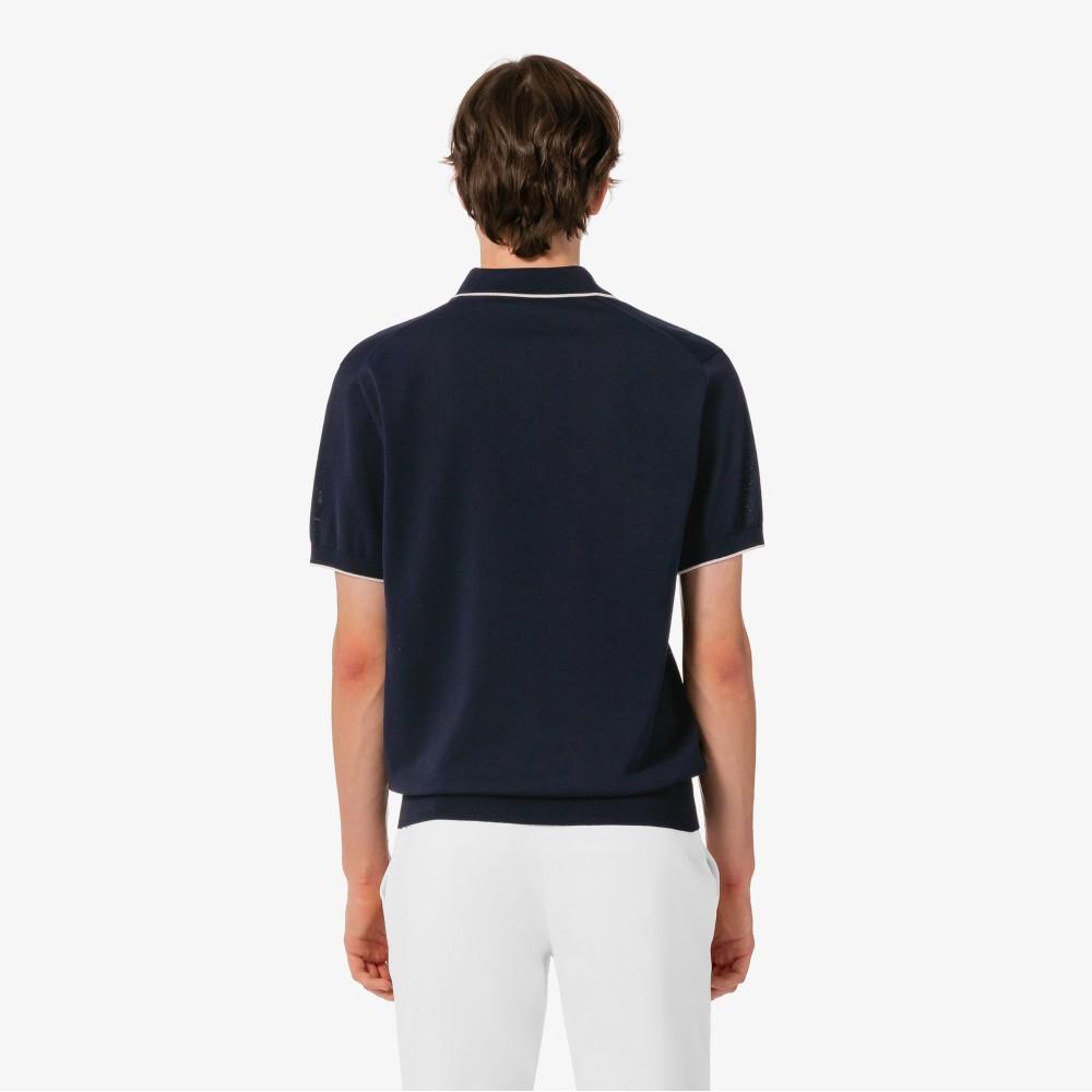 Lacoste Men's Tipped Paper Short Sleeve Sweater Polo Shirt PH744E-56G166