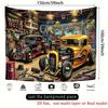American Retro Hot Rod Garage Tapestry Vintage Car Art Wall Decor