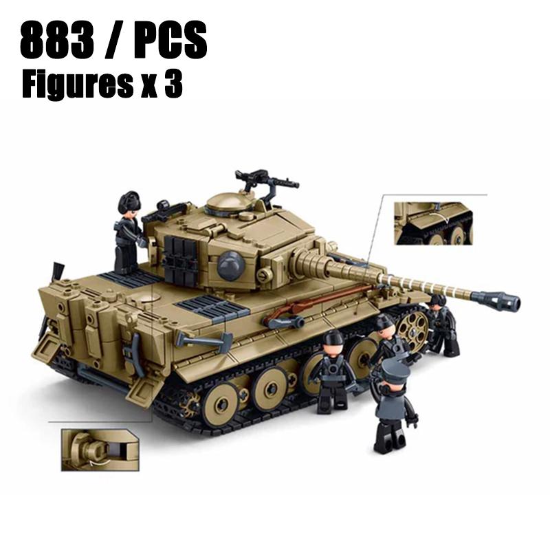 Sluban Premium-Quality Tiger Top-Grade Second-World-War First-Class German Combat-Armored-Vehicle - M38-B1533-Style Military-Themed Assembly-Set