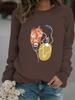 Women's Autumn Winter Casual Long-Sleeved Round Neck Printed Hoodie Sweatshirt