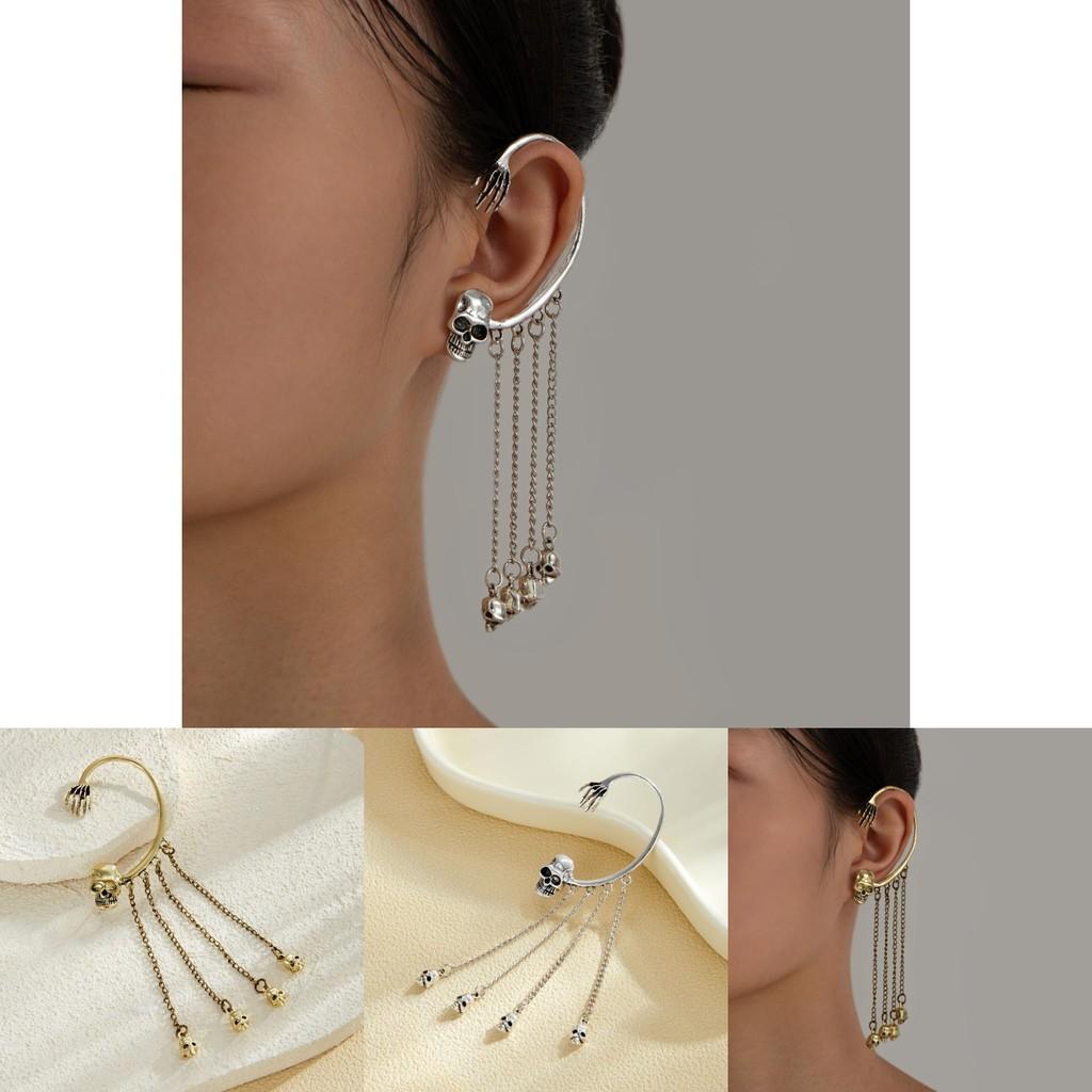 Gothic Unique Skull Head Earrings With Exquisite Long Tassels For Men And Womens Fashion