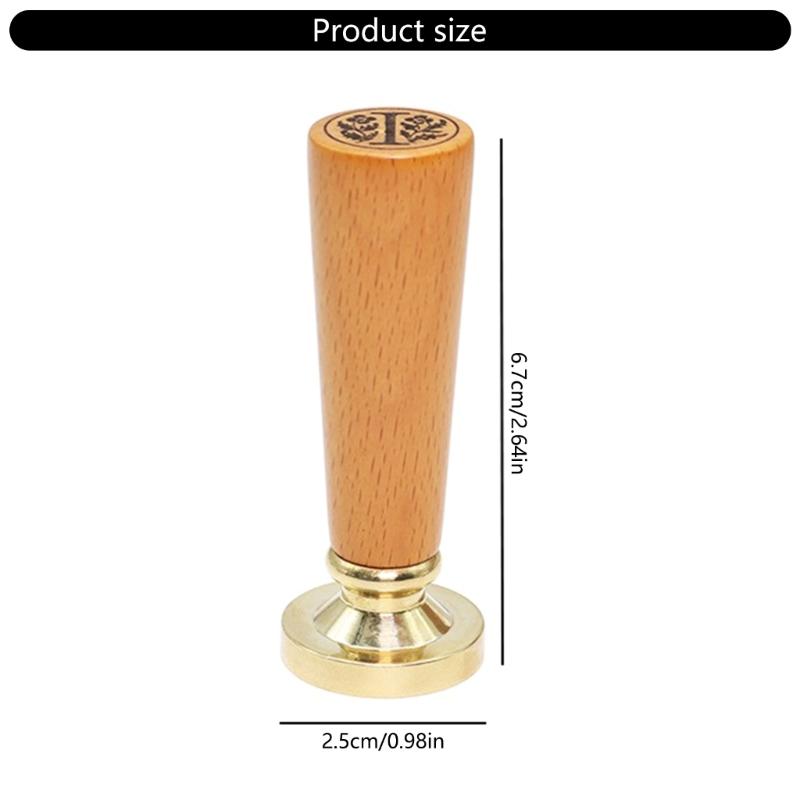 Personalizowany stempel do pieczętowania z mosiężną główką i uchwytem z drewna bukowego, vintaged, do listów i prezentów