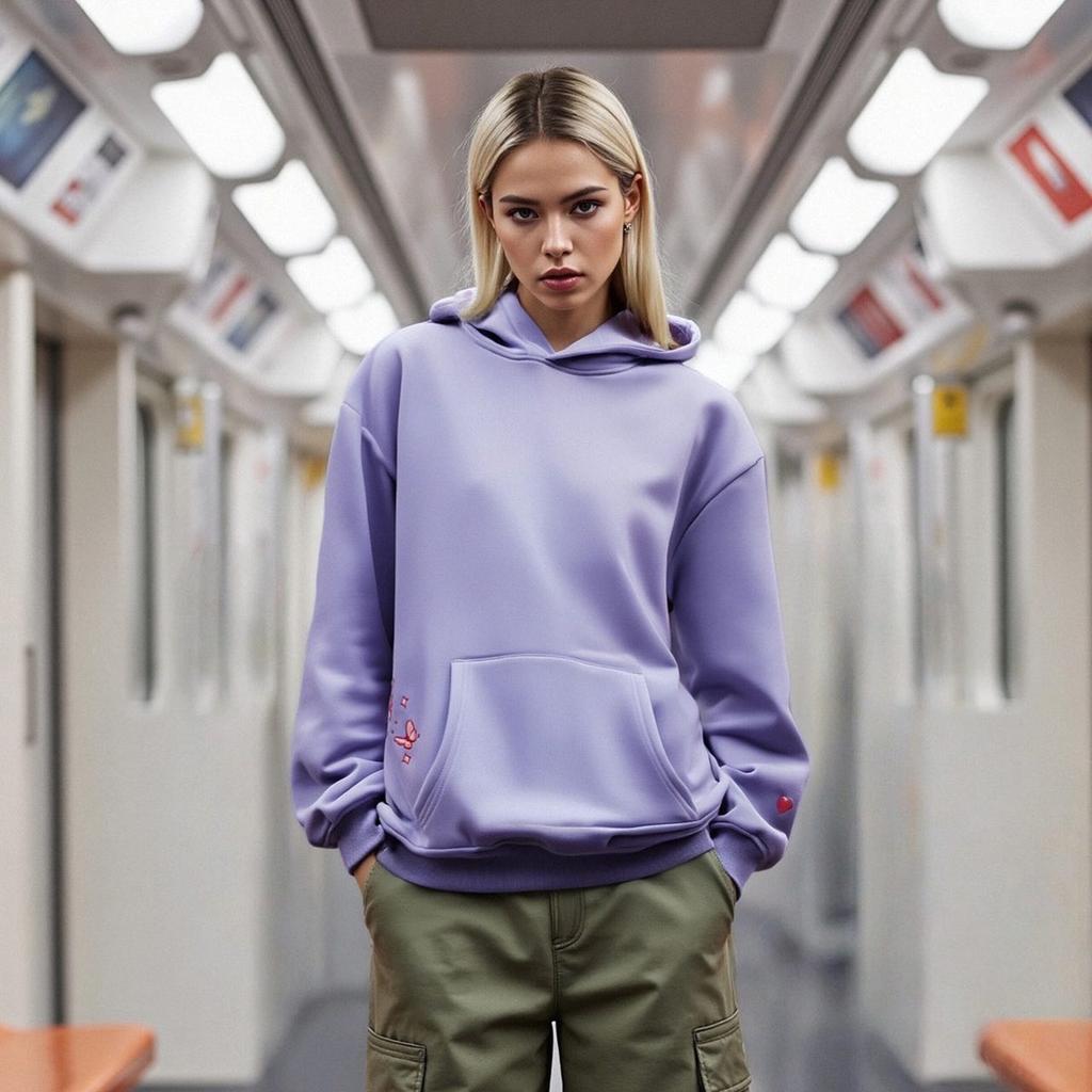 STREETRICH Women's Y2K Floral Letter Embroidered Hooded Pullover Cozy Stylish Long Sleeve Loose Sweatshirts with Kangaroo Pocket