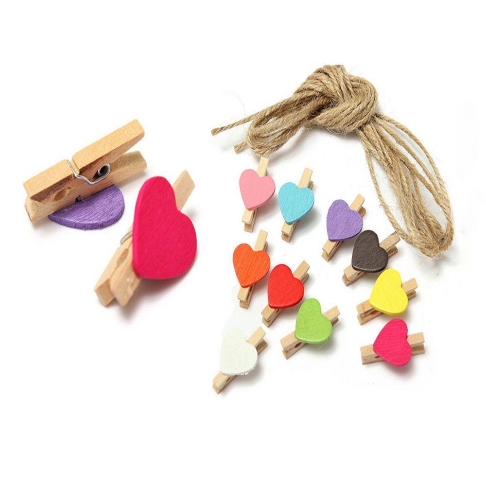

Потертые Детские Держатели Свадьба Мини Принадлежности Сердцевидные Сувениры 10 шт. Крафт Прищепки Зажимы для Фото Деревянные разноцветный