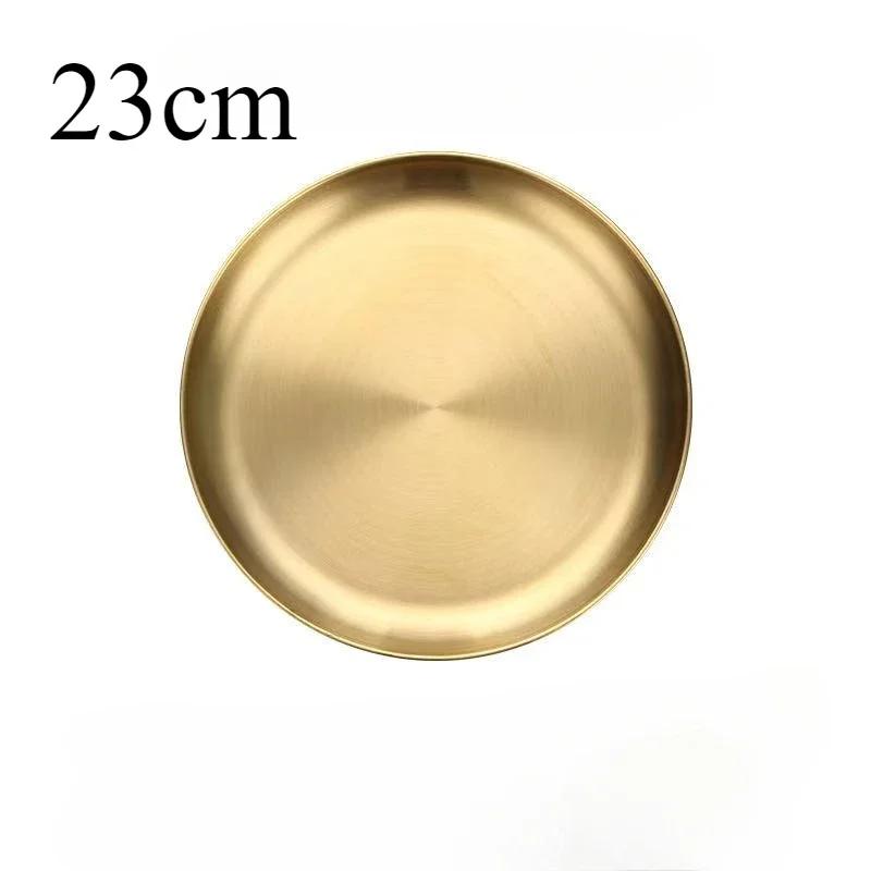 

Модные простые обеденные тарелки Золотая обеденная тарелка Сервировочные тарелки Круглая тарелка Поднос для торта Западный стейк Круглый поднос Кухонные тарелки 23cm