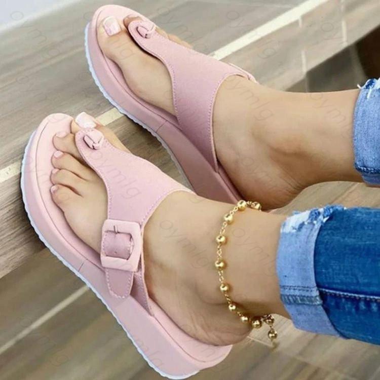 Women's Sandals Summer Shoes Beach Platform Clip Toes Buckle Strap Pu Leather Female Ladies Casual Shoes 2024 Beach Slippers